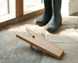 Solid oak boot jack made in the UK
