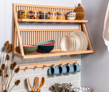 Wooden plate rack can hold  a range of sizes