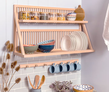 Wooden plate rack can hold  a range of sizes